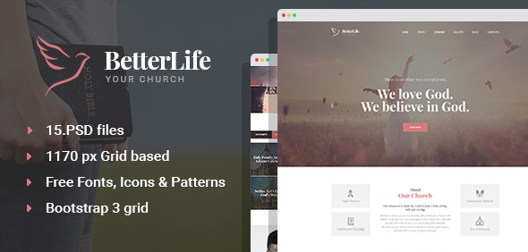 Preview image for BetterLife - Church & Religious PSD template