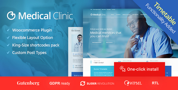 Product preview supplied for Medical Clinic - Doctor and Hospital Health WordPress Theme
