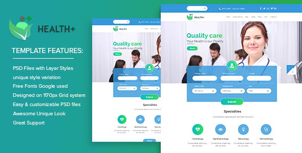 Preview image for Health+ PSD Templates