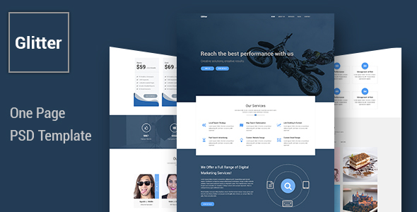 Glitter - One Page Multipurpose Business PSD Template