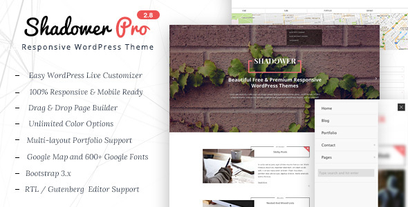 Product preview supplied for Shadower Pro - A Responsive WordPress Theme for Bloggers