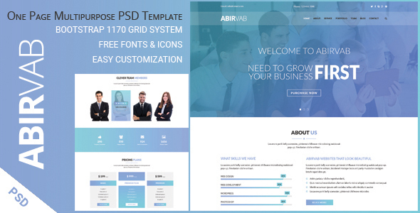 ABIRVAB - One Page Multipurpose PSD Template