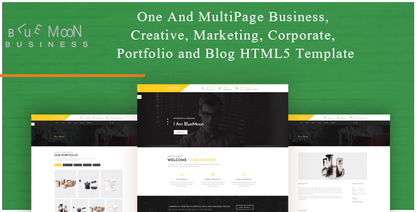 BlueMoon - One and Multipage Creative , Business , Corporate Agency and Portfolio HTML5 Template listing image