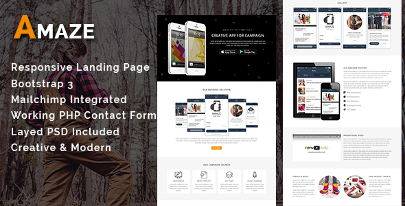 AMAZE - Multipurpose Responsive HTML Landing Page listing image