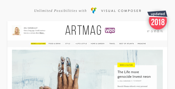 Product preview supplied for Artmag Magazine & Shop WordPress Theme