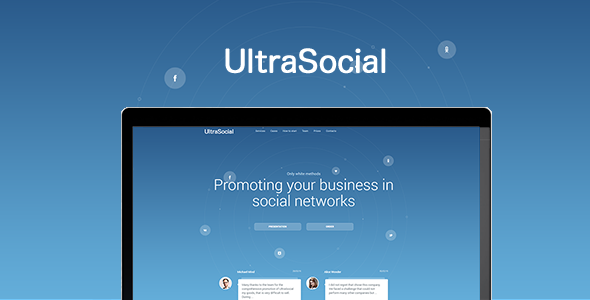 Product preview supplied for UltraSocial - Social Media Marketing Onepage / Landing Page Template