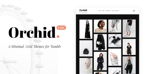 Product preview supplied for Orchid | Minimal Grid Tumblr Theme