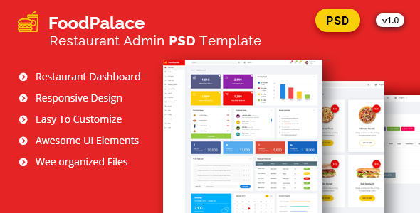 Admin FoodPalace - Dashboard Psd Template