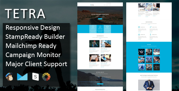 TETRA - Multipurpose Responsive Email Template + Stampready Builder