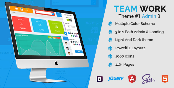 Product preview supplied for Teamwork - Responsive Bootstrap Admin Template