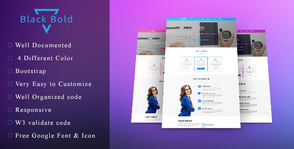 Preview image for Black Bold - One page agency / startup template
