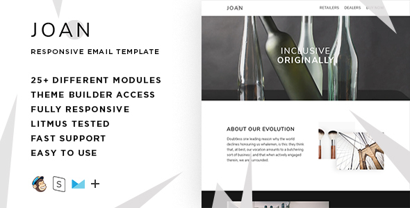 Joan  – Responsive HTML Email + StampReady, MailChimp & CampaignMonitor compatible files product preview