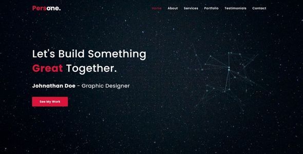 Product preview supplied for Persone - OnePage Responsive Personal Template