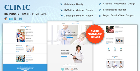 Product preview supplied for CLINIC - Multipurpose Responsive Email Template with Online StampReady & Mailchimp Builders
