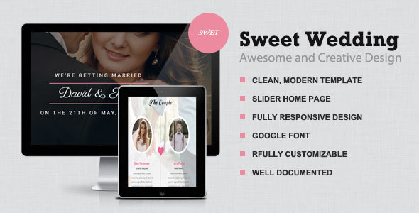 Product preview supplied for Sweet -  Responsive wedding Template