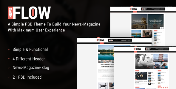 Flow News - Magazine and Blog PSD Template product preview