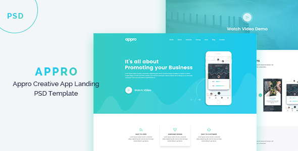 Product preview supplied for APPRO -  App Landing PSD Template