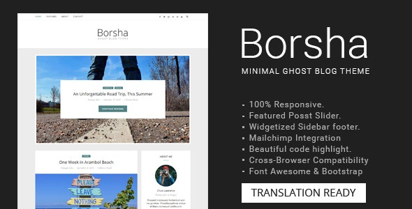 Preview image for Borsha - Responsive Minimal Ghost Theme
