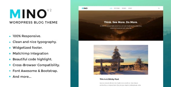 Mino Blog - Content Focused WordPress Theme product preview