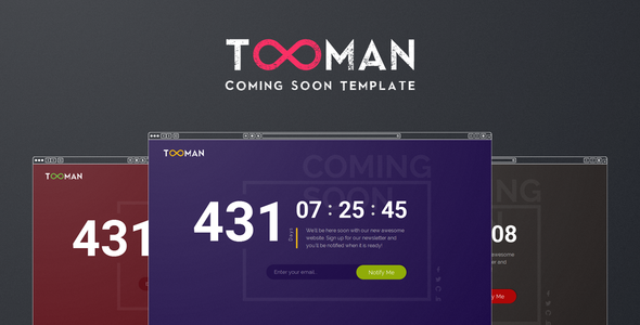 Tooman - Responsive Coming Soon Template product preview