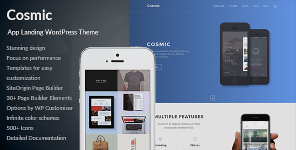 Cosmic - App Landing Multi-Purpose WordPress Theme product preview
