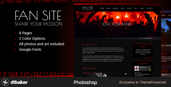 Product preview supplied for FanSite - Rock Music Media Photoshop
