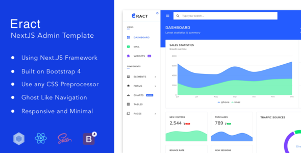 Eract - ReactJS Bootstrap 4 Admin Template listing image