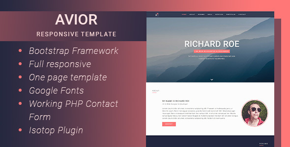 Avior - Responsive Portfolio Template listing image