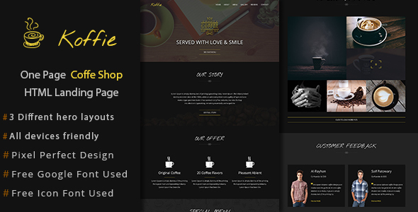 Koffie - Coffee Shop HTML Landing Page product preview