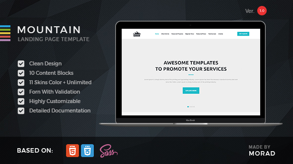 Mountain - Startup HTML Landing Page