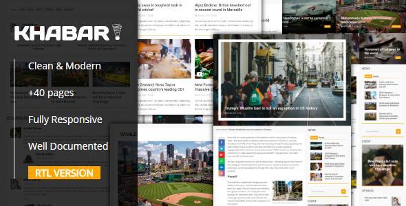Product preview supplied for KHABAR - Responsive News Magazin Template