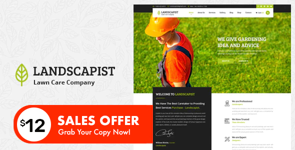 Product preview supplied for Landscapist - Lawn & Landscaping HTML Template