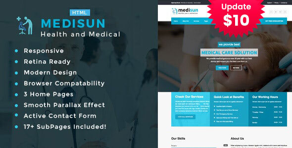 Product preview supplied for Medisun - Health And Medical HTML Template