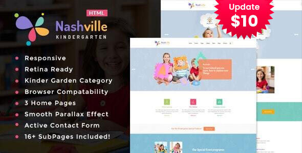 Product preview supplied for Nashville - Kindergarten & School HTML Template