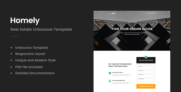 Homely - Real Estate Unbounce Template listing image