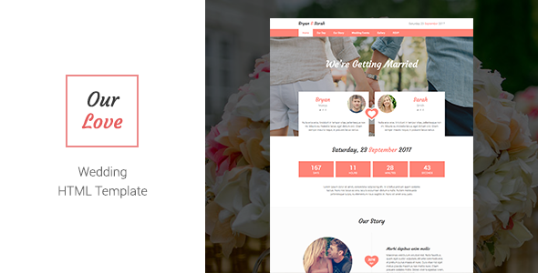 Product preview supplied for Our Love - Wedding HTML Template