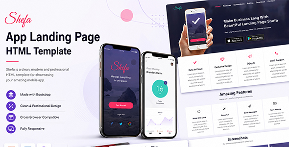 Shefa - App Landing Page HTML Template