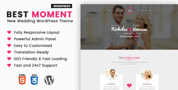 Preview image for Best Moments - Modern Wedding WordPress Theme