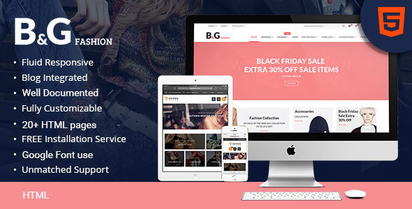 Product preview supplied for B & G - eCommerce Fashion HTML Template