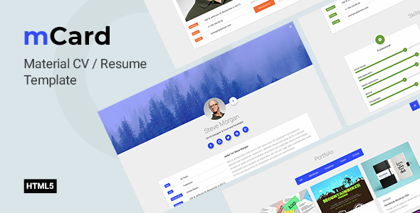 mCard - CV Resume HTML Template listing image