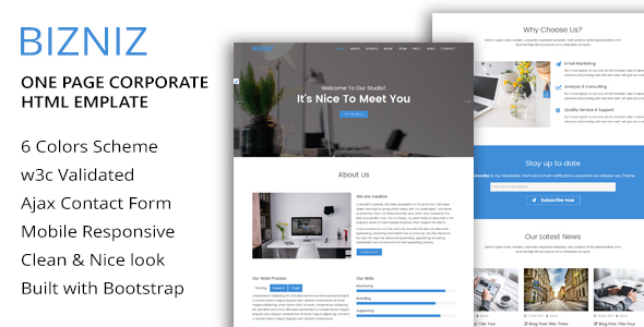 BIZNIZ - One Page Corporate HTML Template