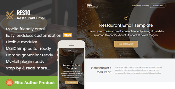 Resto, Restaurant Email Template + Builder Access