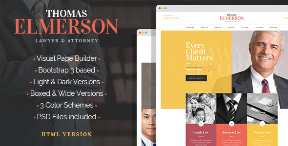 Lawyer & Attorney - HTML template for jurisprudence website product preview