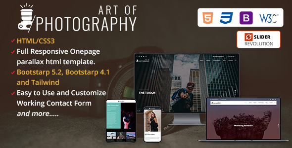 Responsive One Page Photography Template product preview