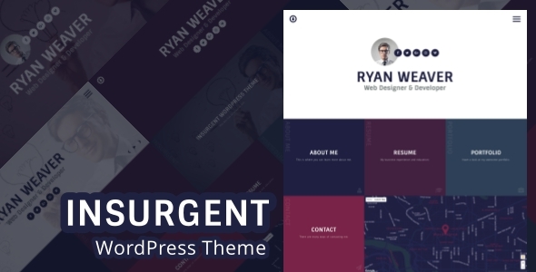 Product preview supplied for Insurgent - Personal Vcard Resume Portfolio WordPress Theme