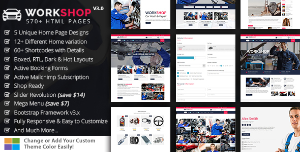 Preview image for Workshop - Car Wash HTML Template