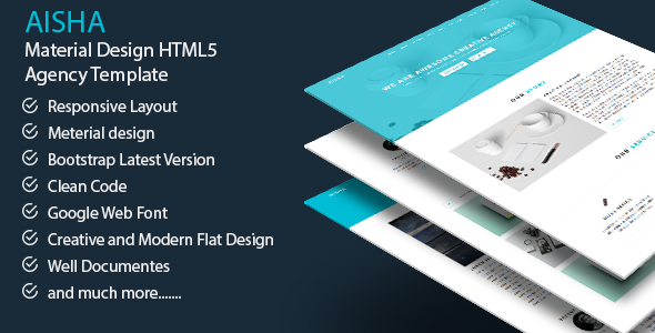 AISHA - Material Design HTML5 Agency Template