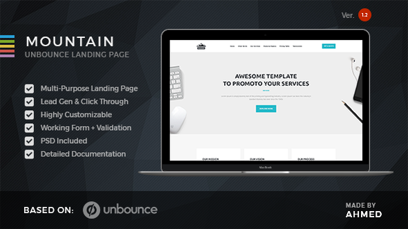 Mountain - Marketing Unbounce Template product preview