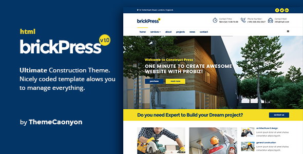 BrickPress - Construction & Building HTML5 Template product preview