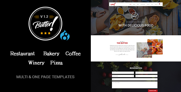 Product preview supplied for Butter - Professional Restaurant and Pizza Drupal 8 Theme